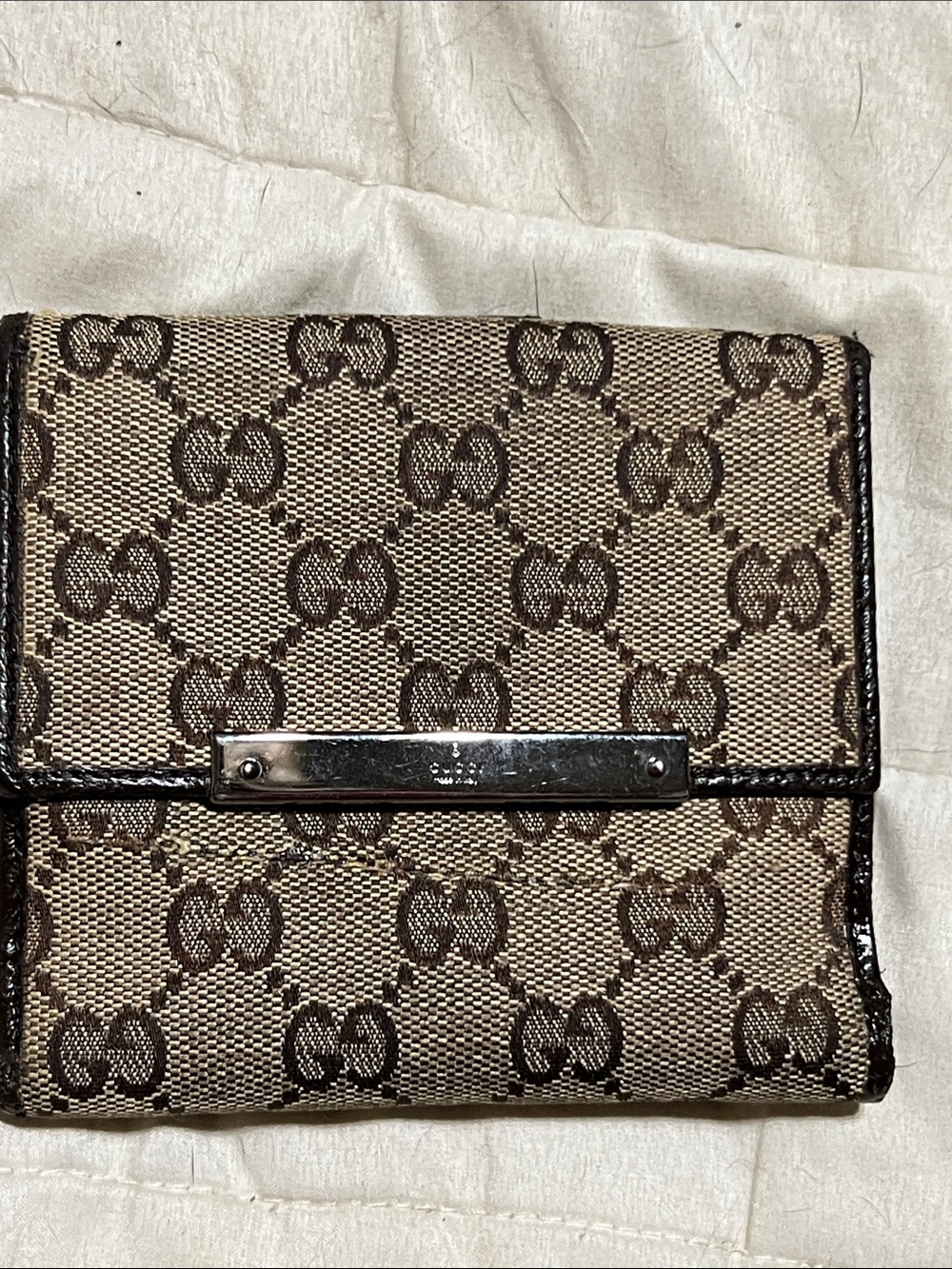 Gucci Brown & Beige GG Canvas Bi-Fold Wallet